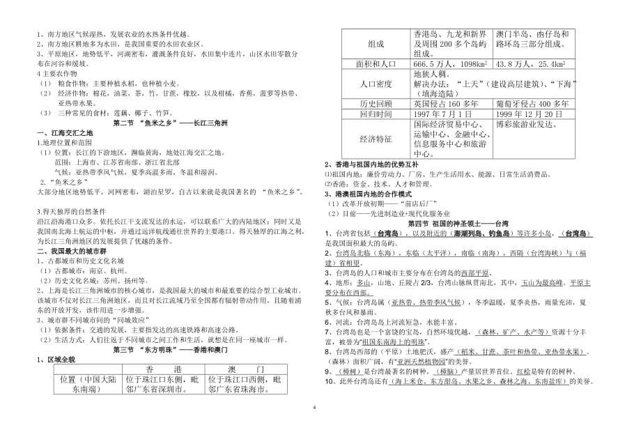 新人教版八年级地理下册知识点归纳汇总[整理]_第4页