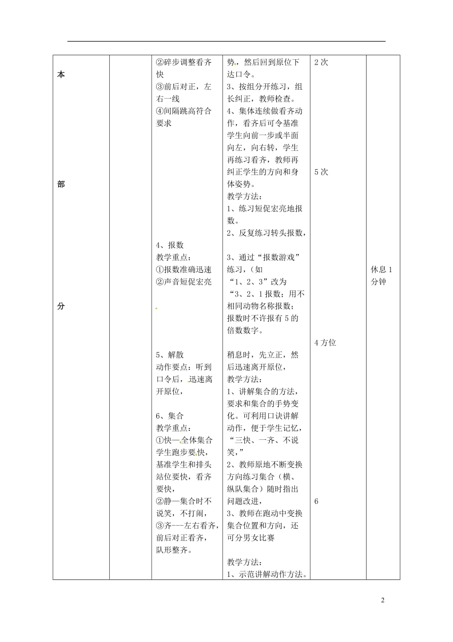 重庆市开县九龙山初级中学七年级体育 队列队形教案 新人教版_第2页
