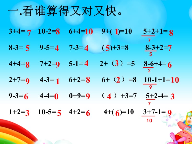 苏教版数学一年级上册10以内的加减法复习课件_第2页