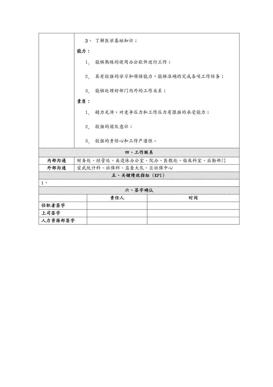 岗位职责实例医院典型职位说明书HR猫猫_第4页