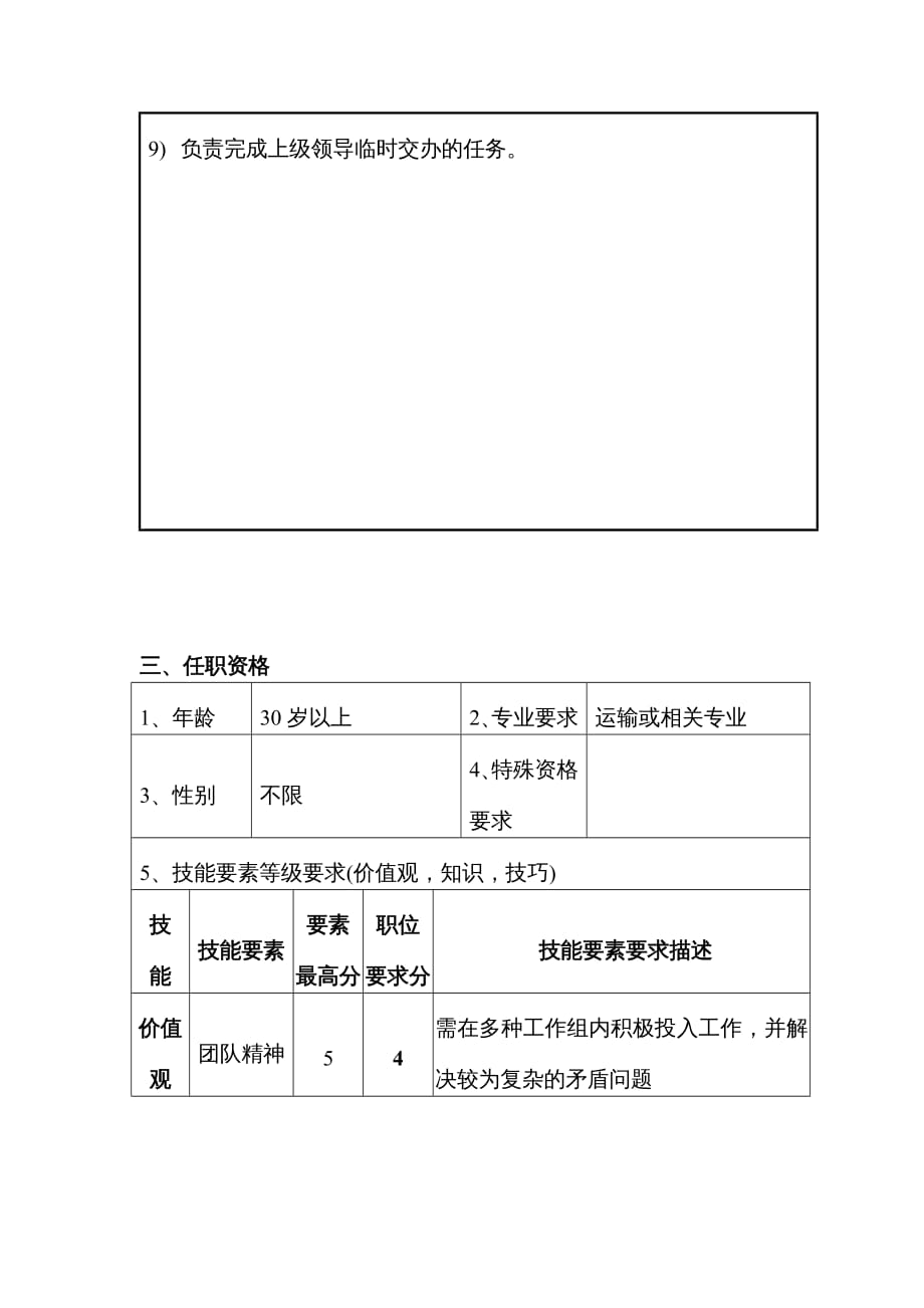 岗位职责某公司保供部运输主管职位说明书_第2页