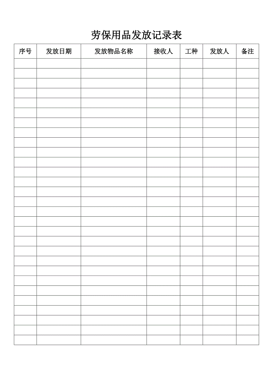 劳保用品发放表格及管理（可编辑）_第1页