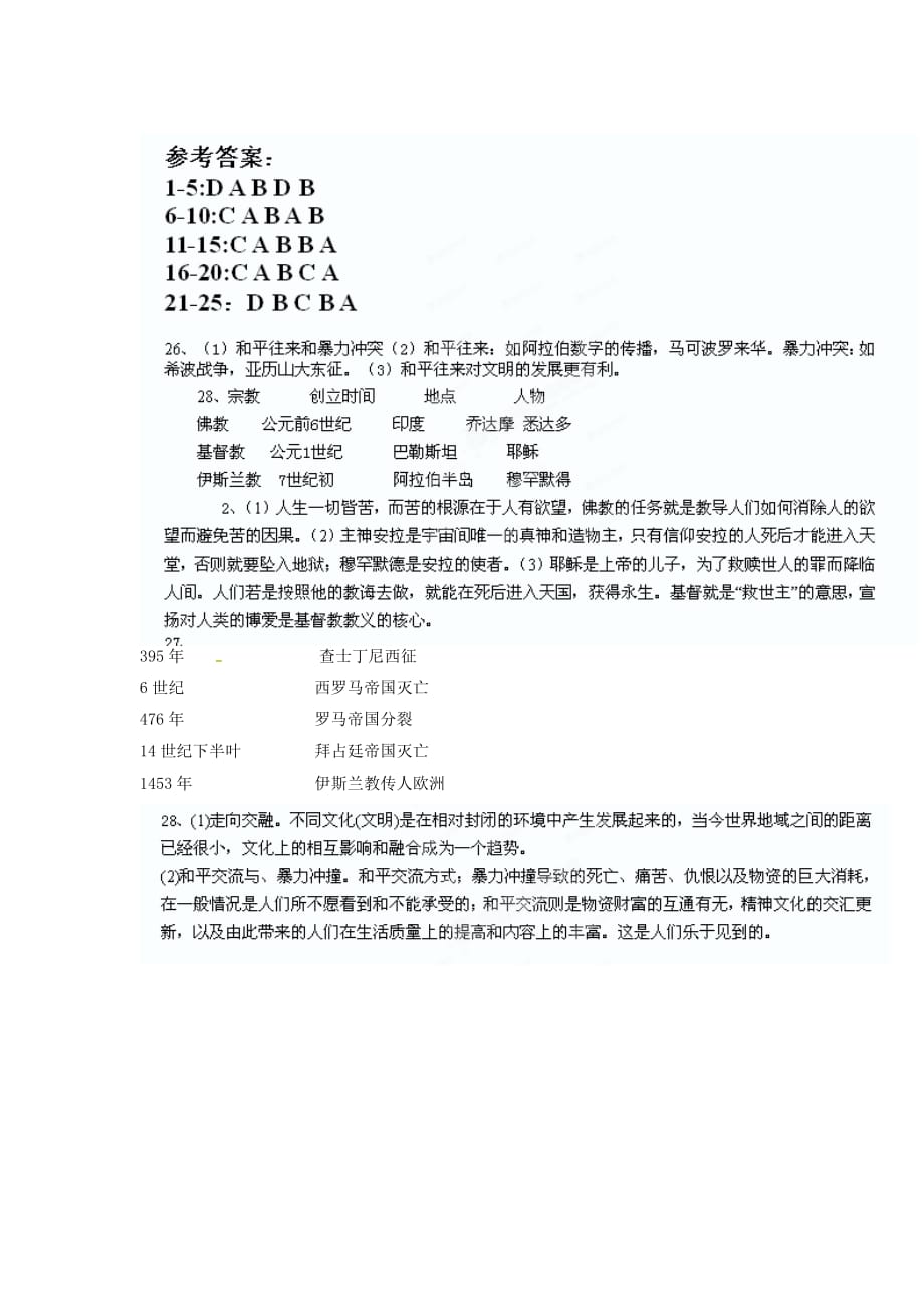 陕西省西安音乐学院附属中等音乐学校2011-2012学年八年级下学期期末考试历史试题（B卷） 新人教版_第4页