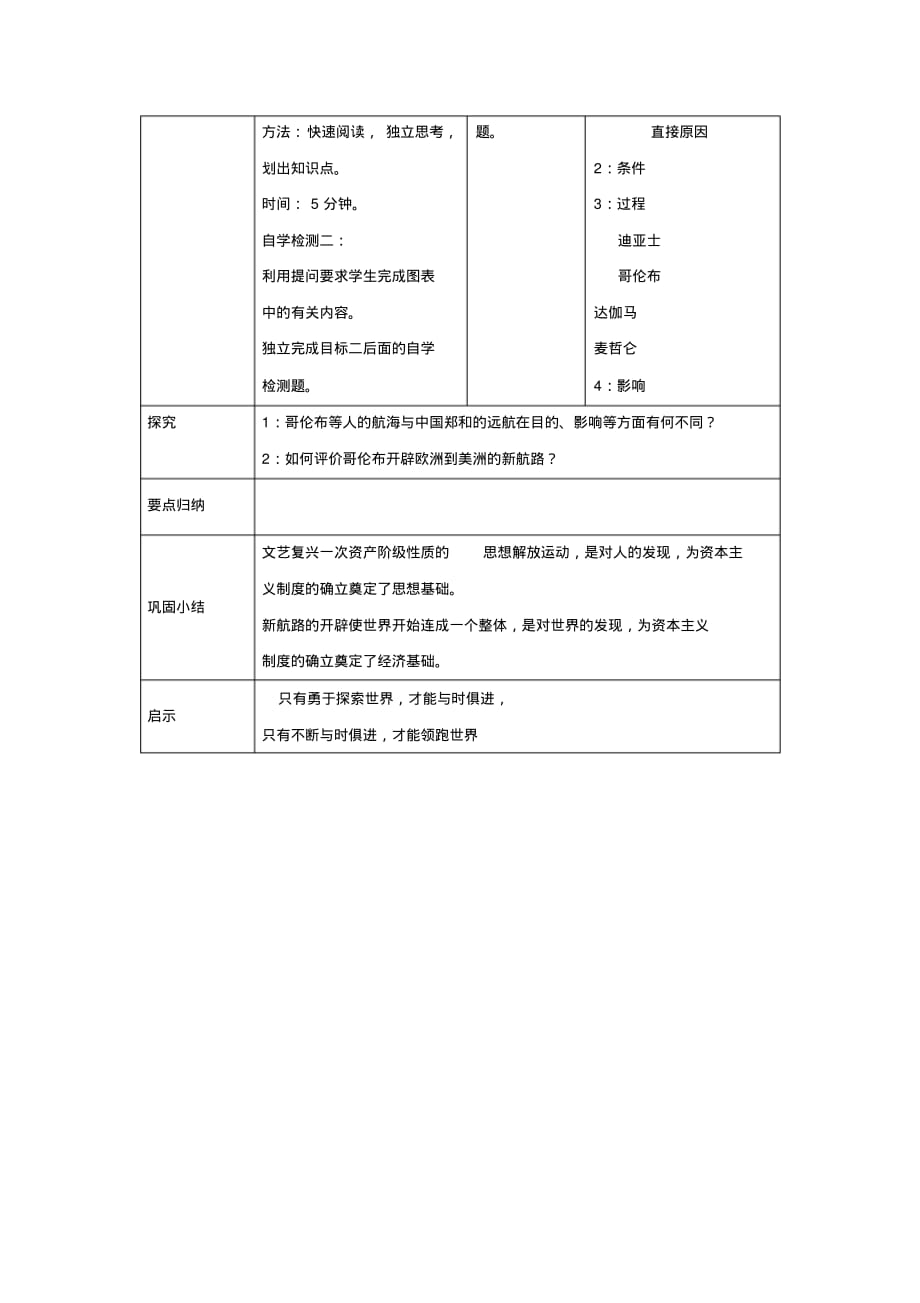 九年级历史上册第9课文艺复兴和新航路的开辟复习教案中华书局版(20201009212141)_第3页