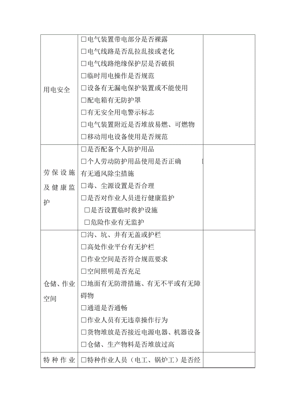 公司企业日常安全生产检查记录表（可编辑）_第2页