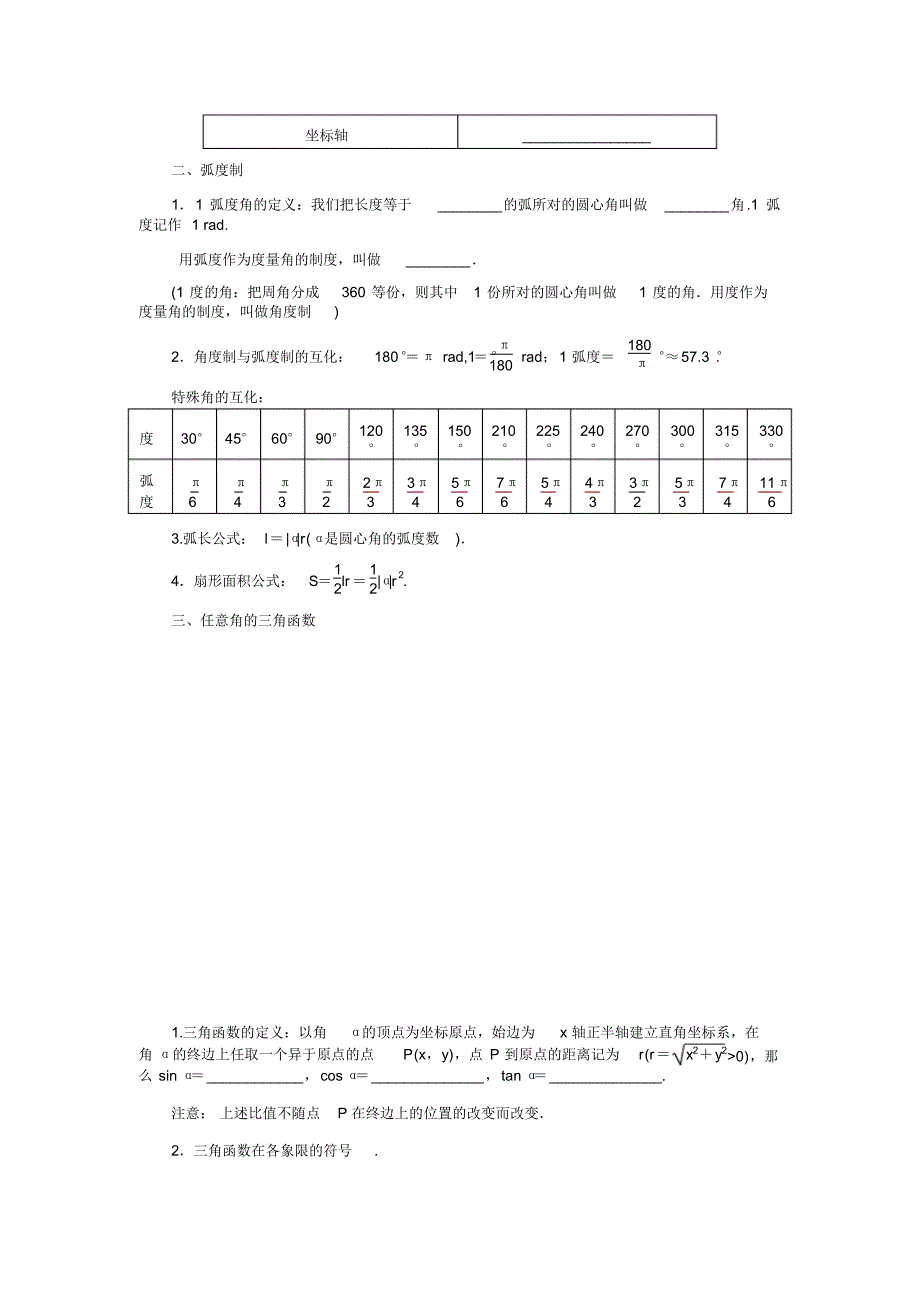 第三章第一节角的概念与弧度制及任意角的三角函数_第3页