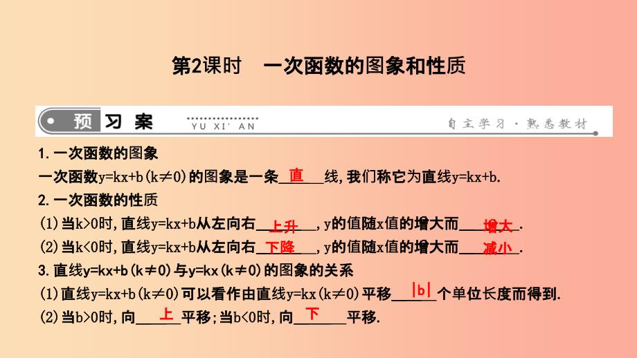 八年级数学下册 第十九章 一次函数 19.2 一次函数 19.2.2 一次函数 第2课时 一次函数的图象和性质 (1)_第1页