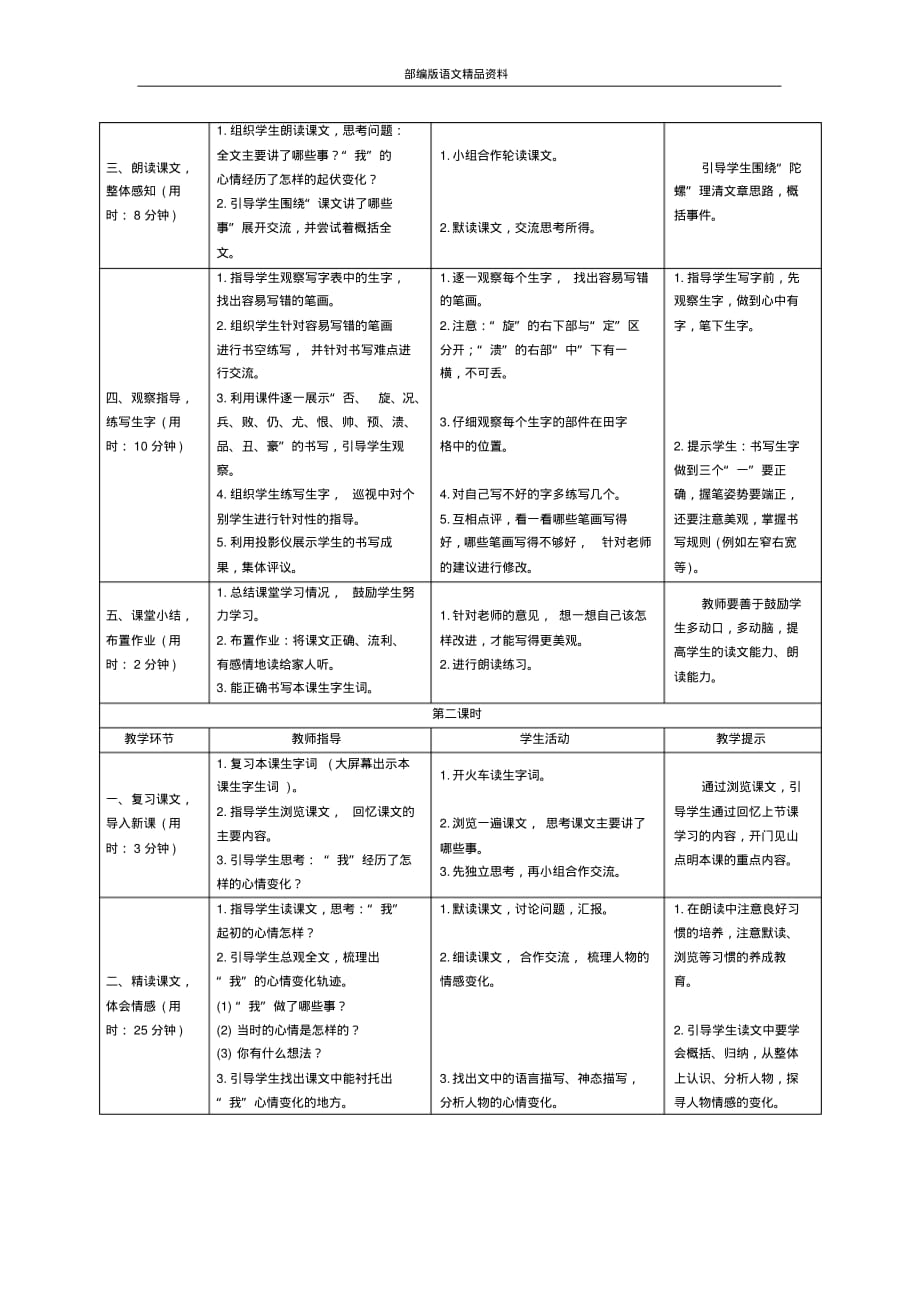 统编版(教育部审定)四年级上册语文导学案-20《陀螺》人教(部编版)_第2页