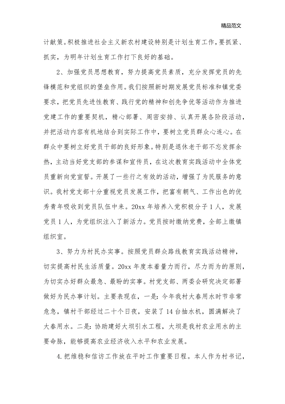 最新村书记述职报告书_述职报告__第2页