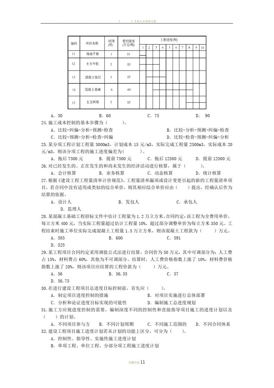 中业网校2014年二级建造师《施工管理》仿真训练题三及答案_第3页