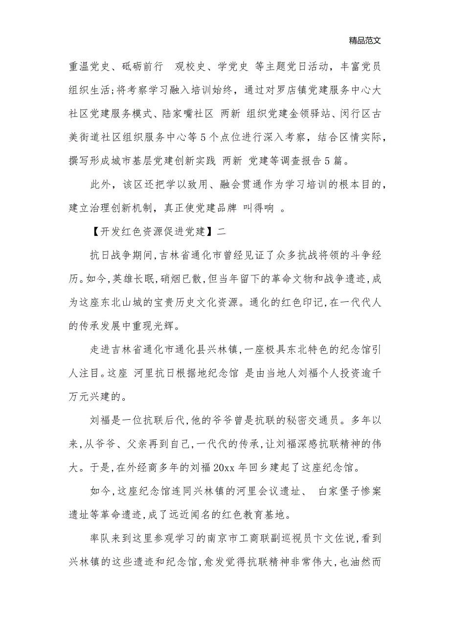 开发红色资源促进党建精选范文大全_党建党委__第2页