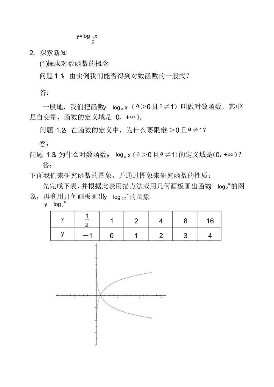 人教版高中数学必修一《对数与对数运算》之《对数函数及其性质》教学案_第2页