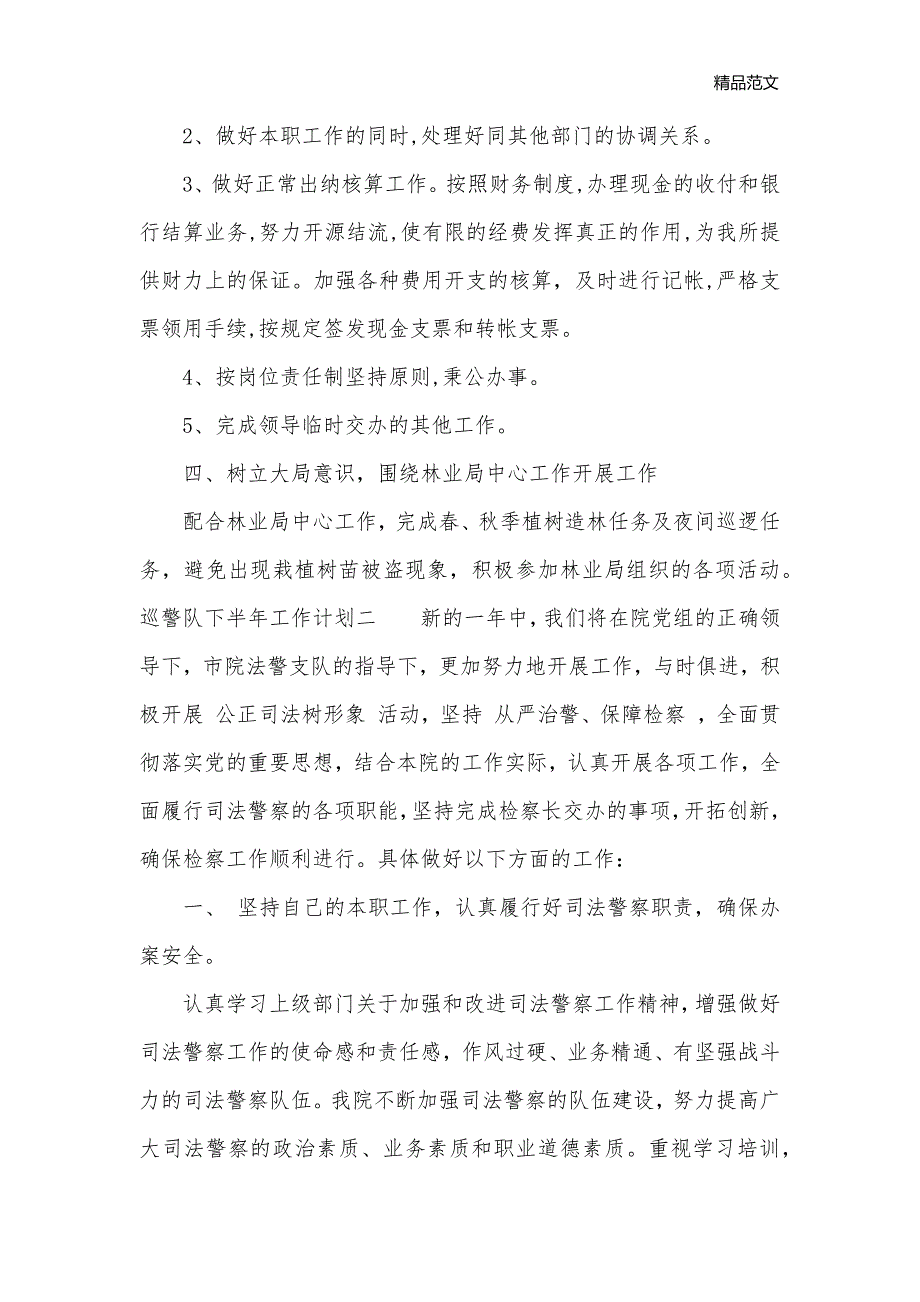 巡警队下半年工作计划_下半年工作计划__第2页