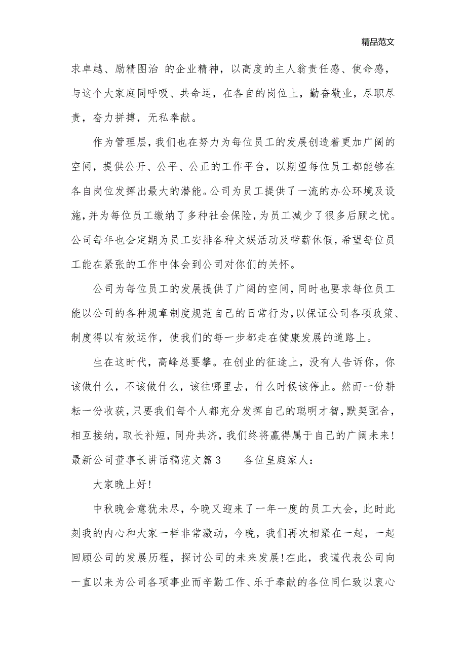 最新公司董事长讲话稿范文_工矿企业__第3页