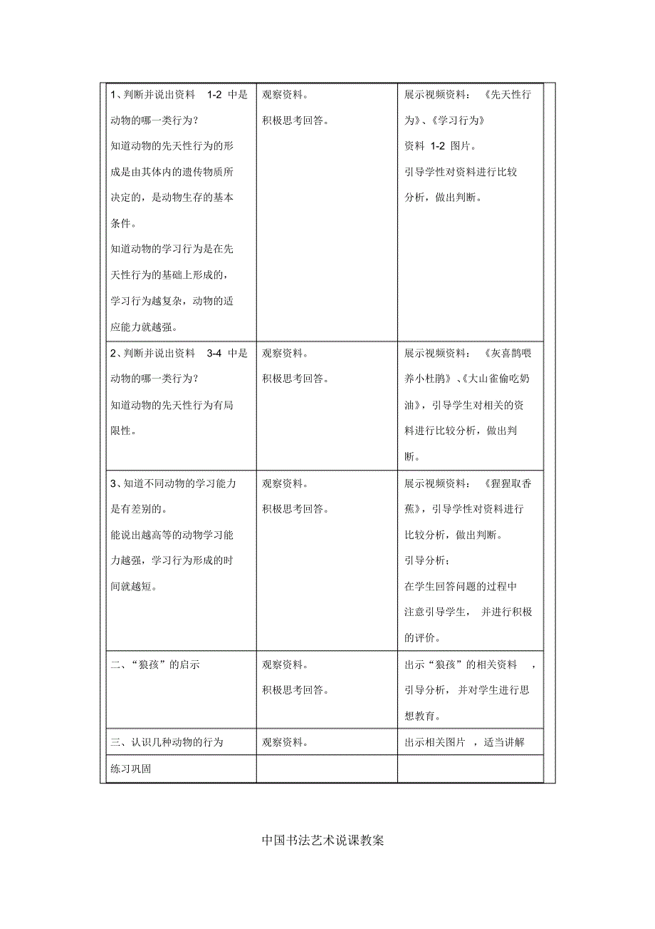 八年级生物上册第五单元第二章第二节先天性行为和学习行为教案新人教版_第2页