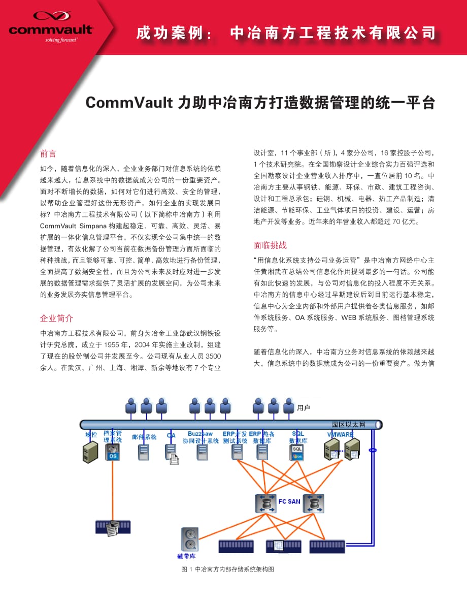 CommVault力助中冶南方打造数据管理的统一平台_第1页