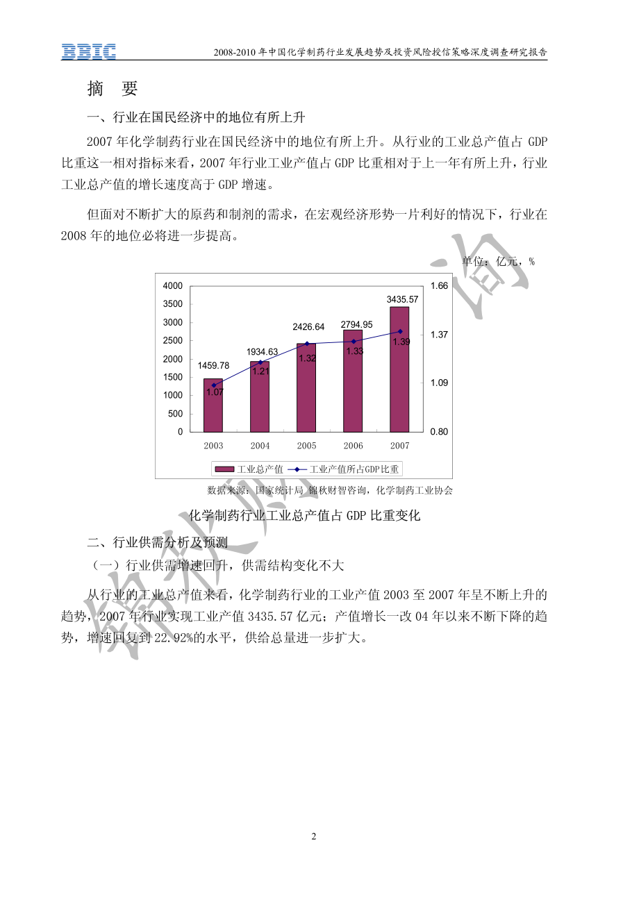 2008-2010年中国化学制药行业发展趋势及投资风险授信策略深度调查研究报告_第2页