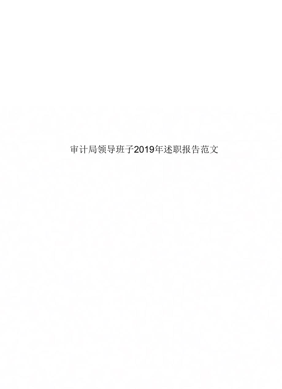 审计局领导班子2019年述职报告范文_第1页