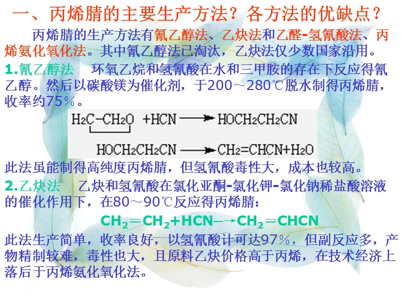 丙烯腈的制备方法ppt课件_第1页