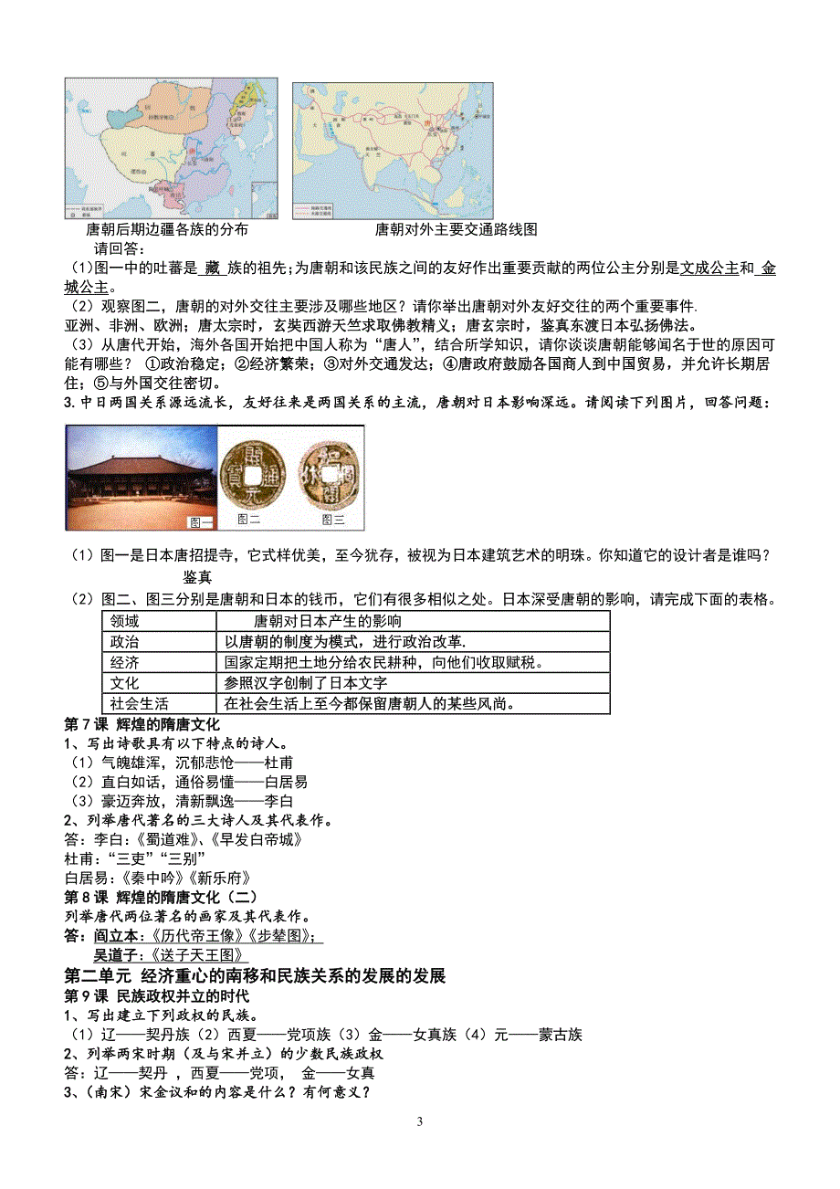 人教版七年级下册历史材料、列举题汇总（2020年10月整理）.pdf_第3页