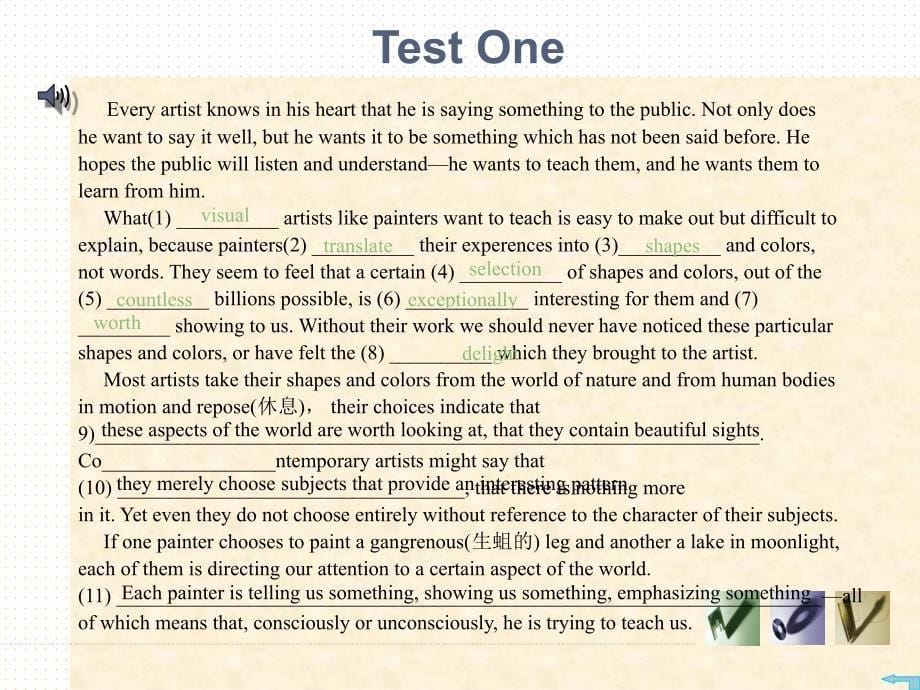 Test1大学英语基础教程课件课后测试答案_第5页