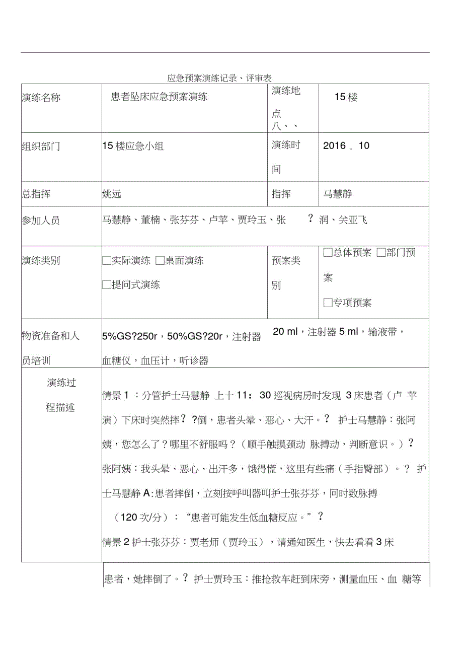 患者坠床应急演练_第1页