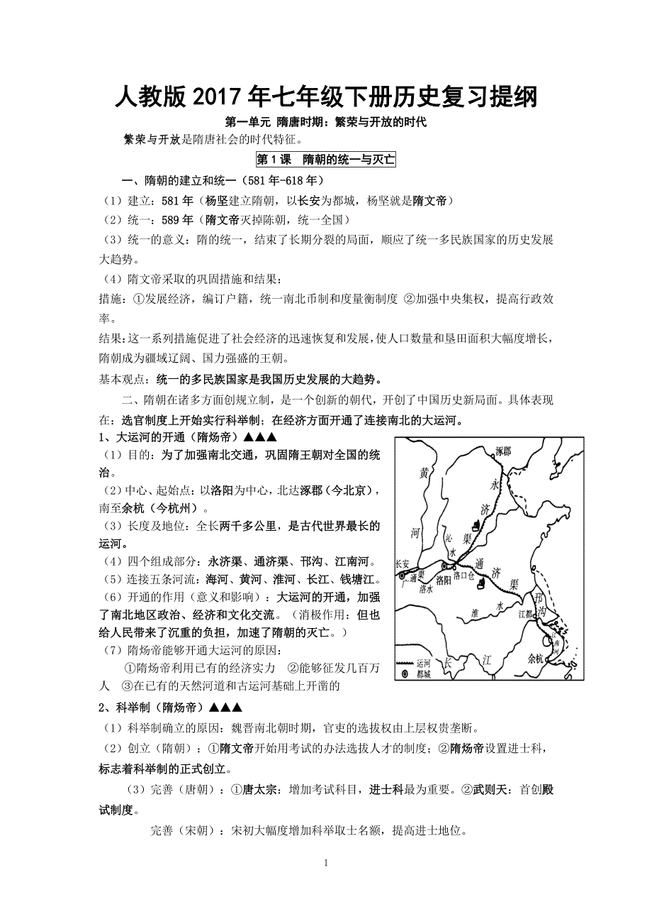 人教版七年级下册历史复习提纲(zxls0105405)（2020年10月整理）.pdf_第1页