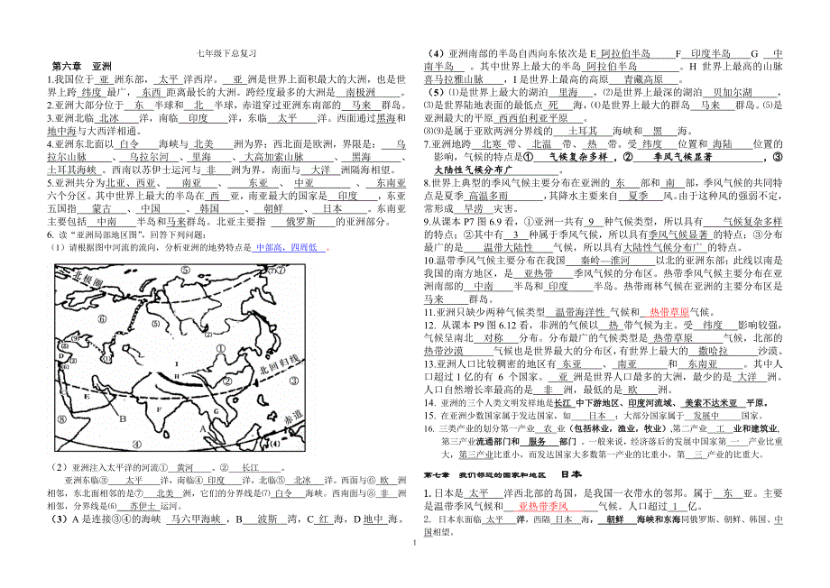 人教版七年级下册地理知识点（2020年10月整理）.pdf_第1页