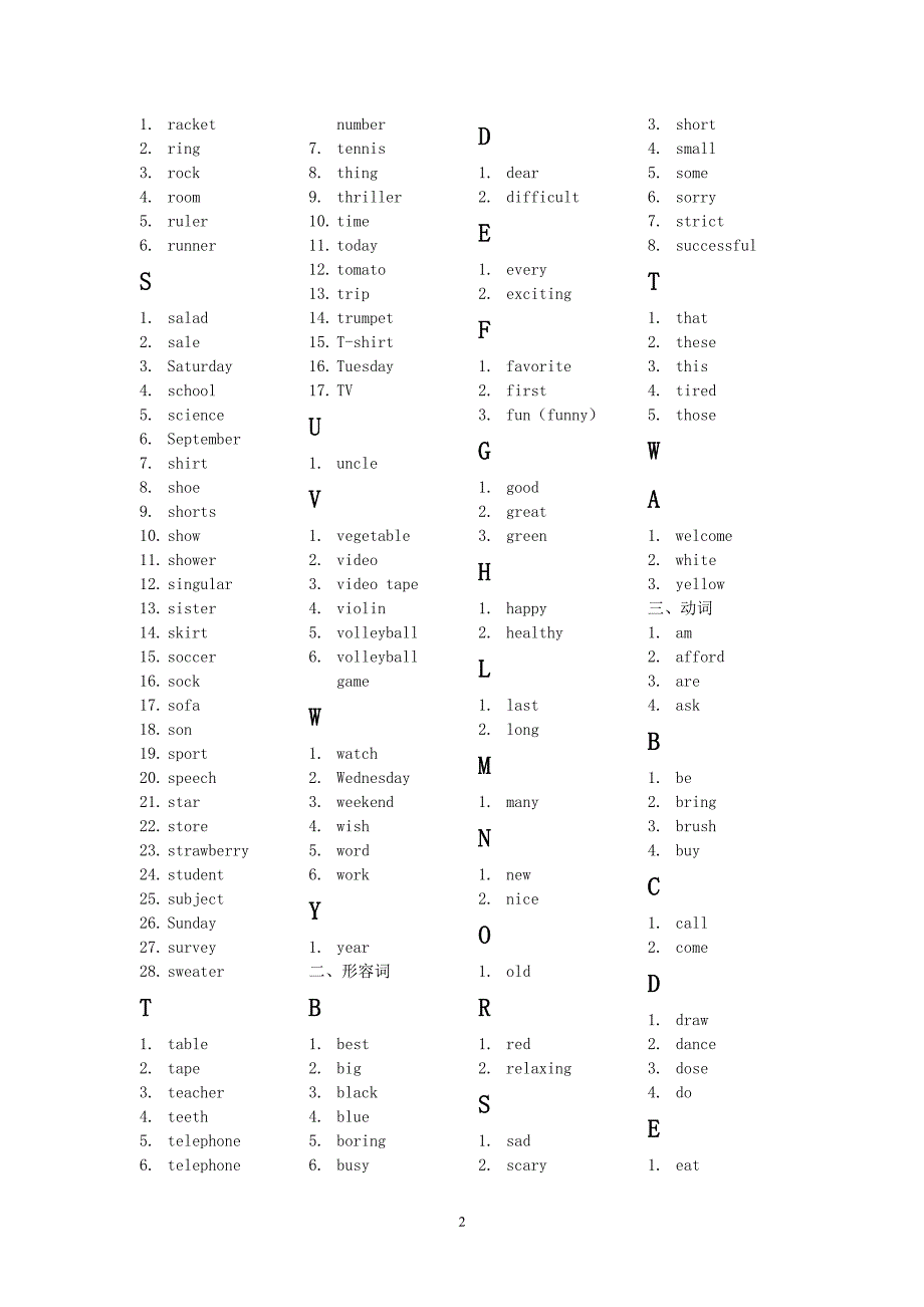 人教版七年级英语上册单词词性归类（2020年10月整理）.pdf_第2页