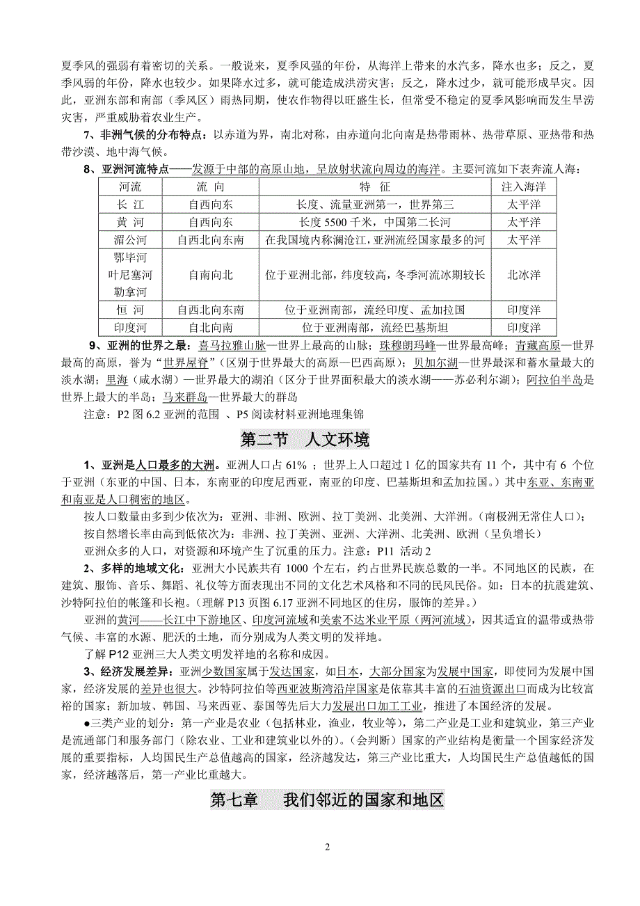 人教版七年级地理下册知识点归纳（2020年10月整理）.pdf_第2页