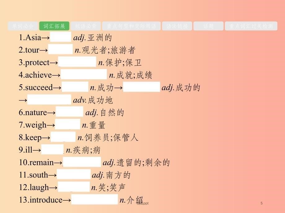 安徽省2019年中考英语总复习 夯实基础 第四部分 八下 第13课时 Unit 7-Unit 8课件_第5页