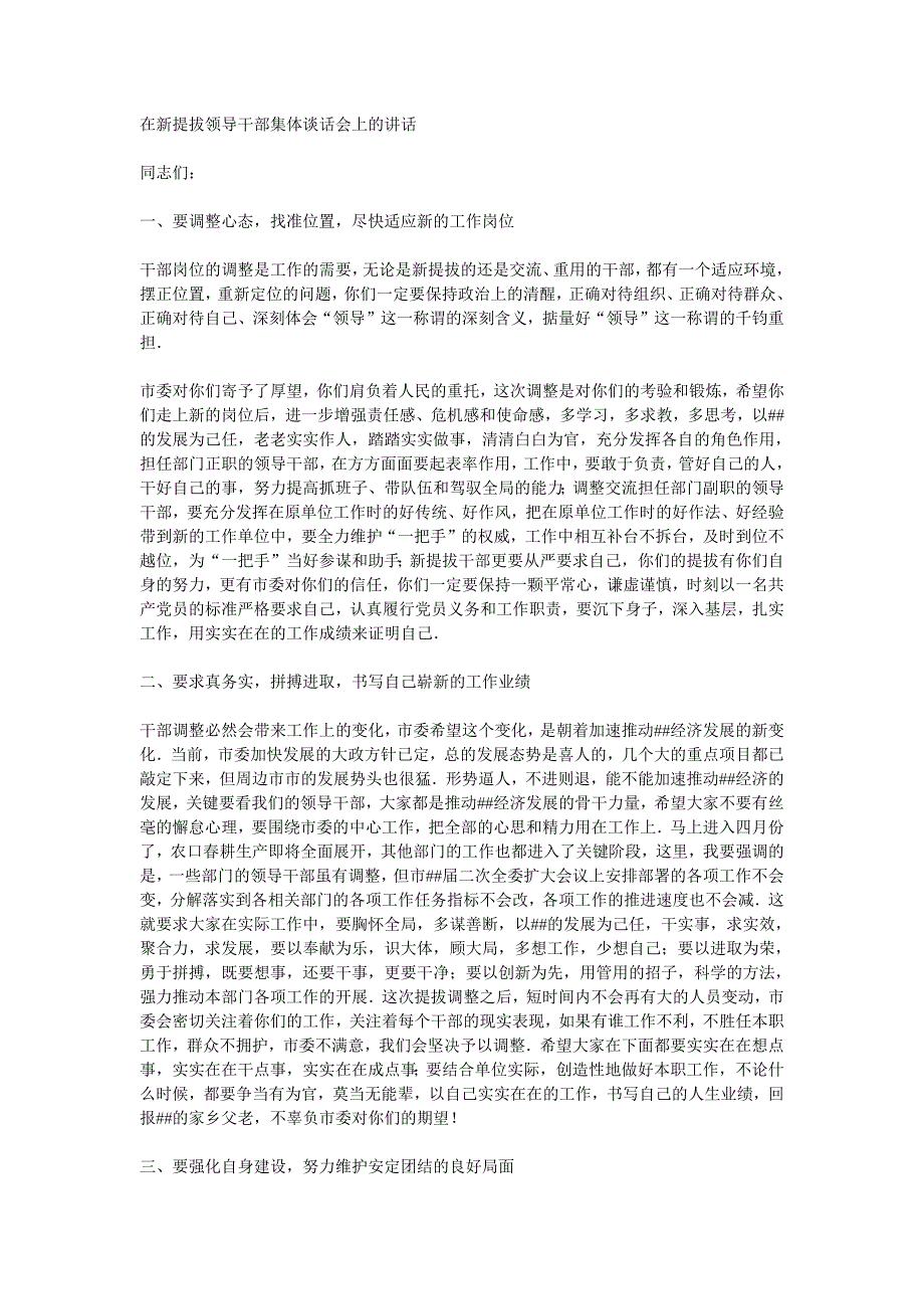 在新提拔领导干部集体谈话会上的讲话（新-修订） (2)_第1页