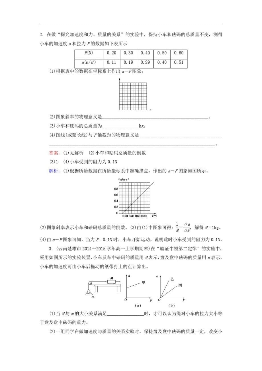 高中物理4.2实验探究加速度与力、质量的关系练习新人教版必修1_第5页