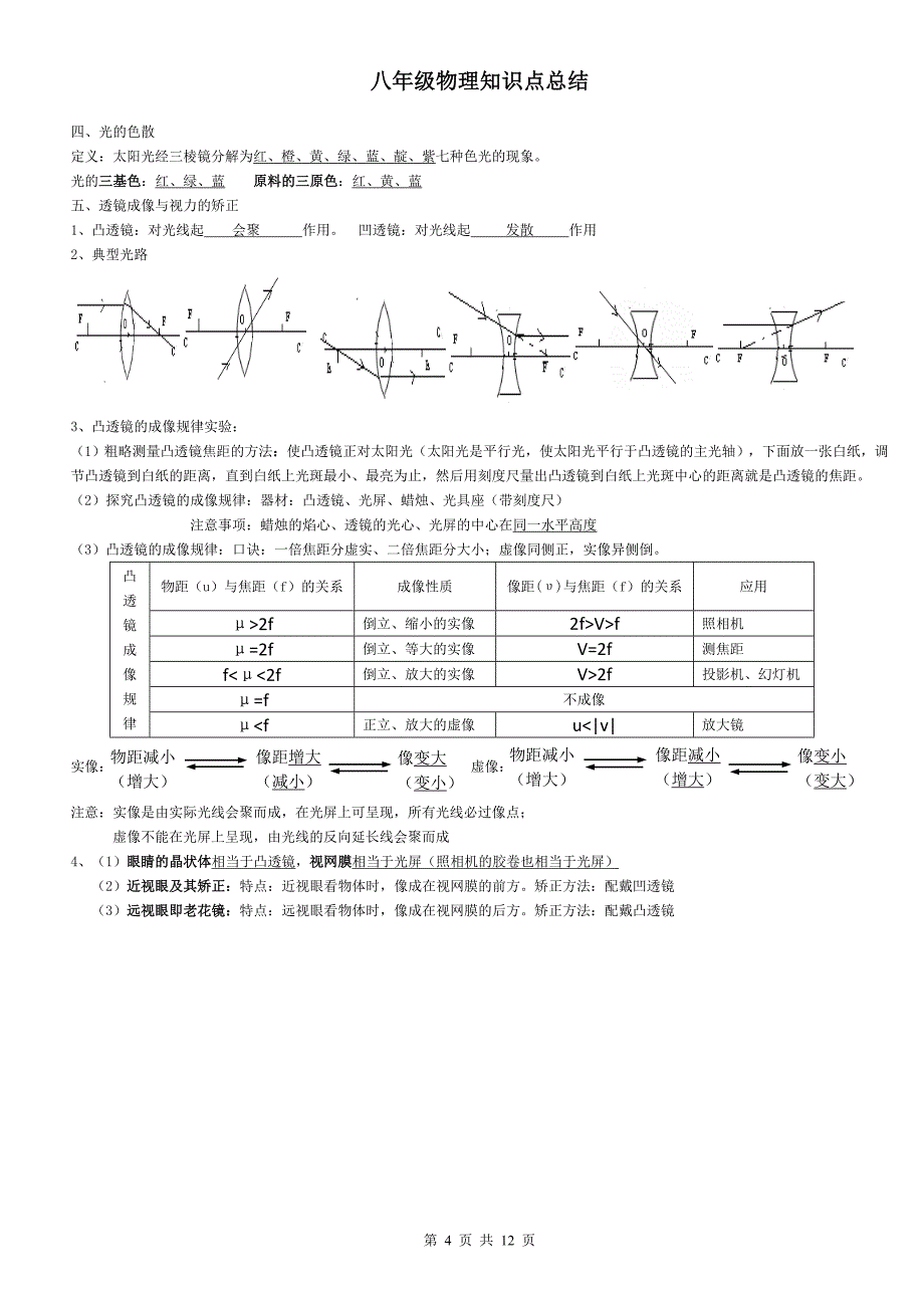 2020年秋沪科版八年级物理知识点总结_第4页