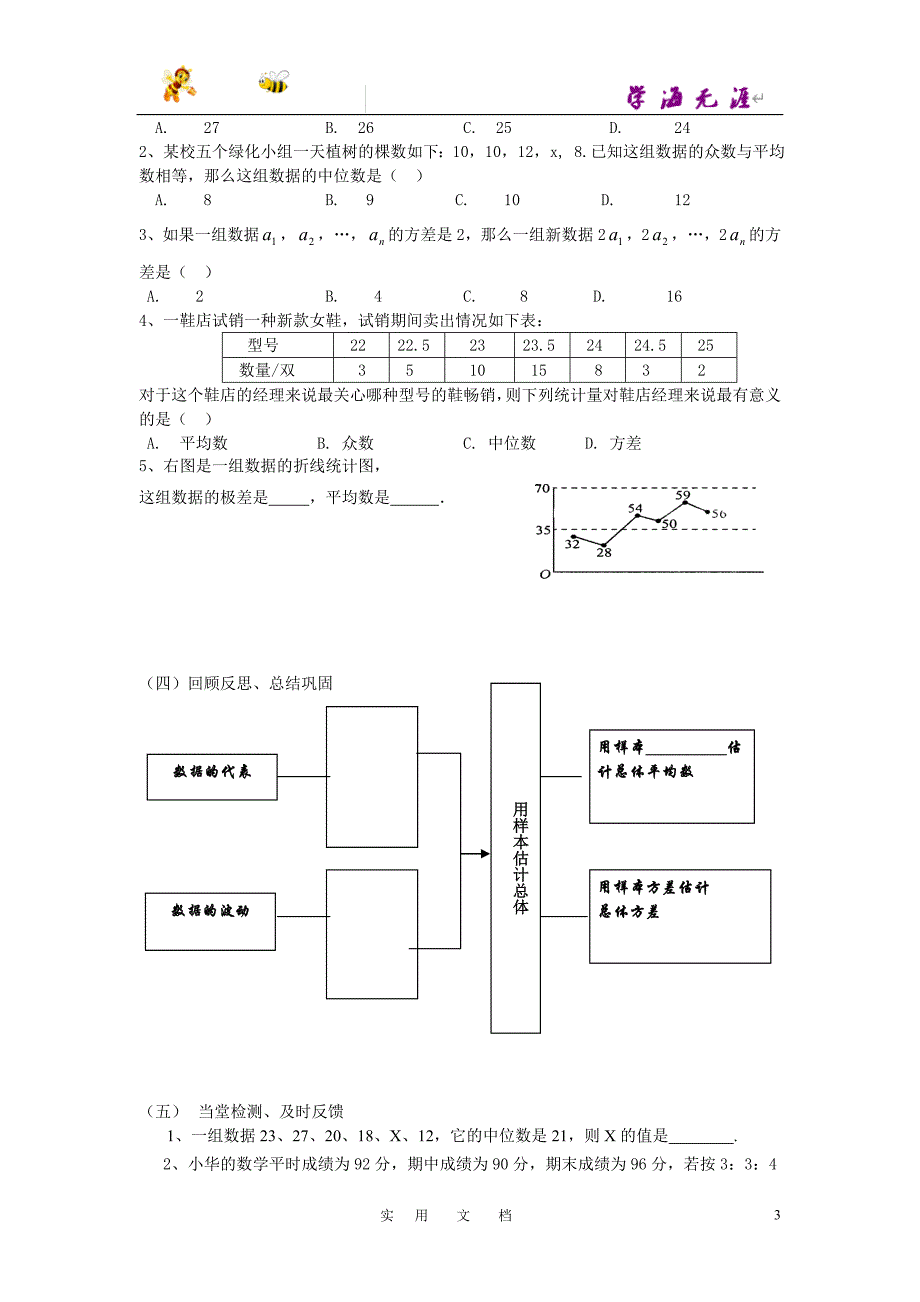 20春八数下(RJ)--3学案：第二十章复习_第3页