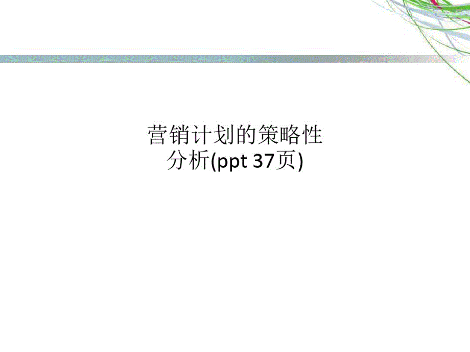 营销计划的策略性分析(ppt37页)已（新-修订）_第1页