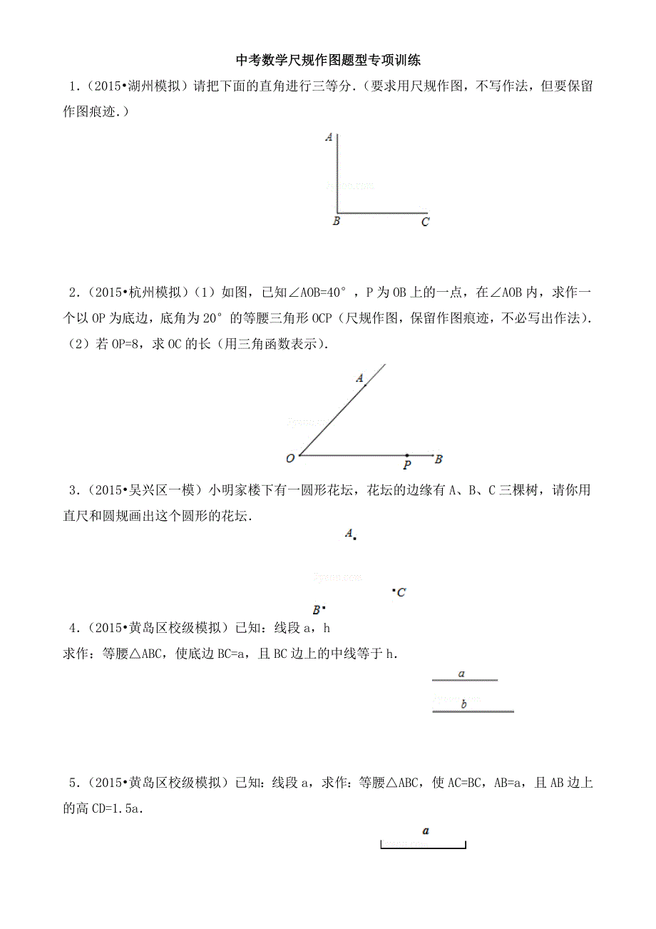 中考数学专项训练—尺规作图(最新版)新修订_第1页