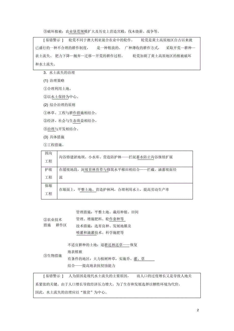 2020高中地理第三单元第1节区域水土流失及其治理——以黄土高原为例学案鲁教版必修3_第2页