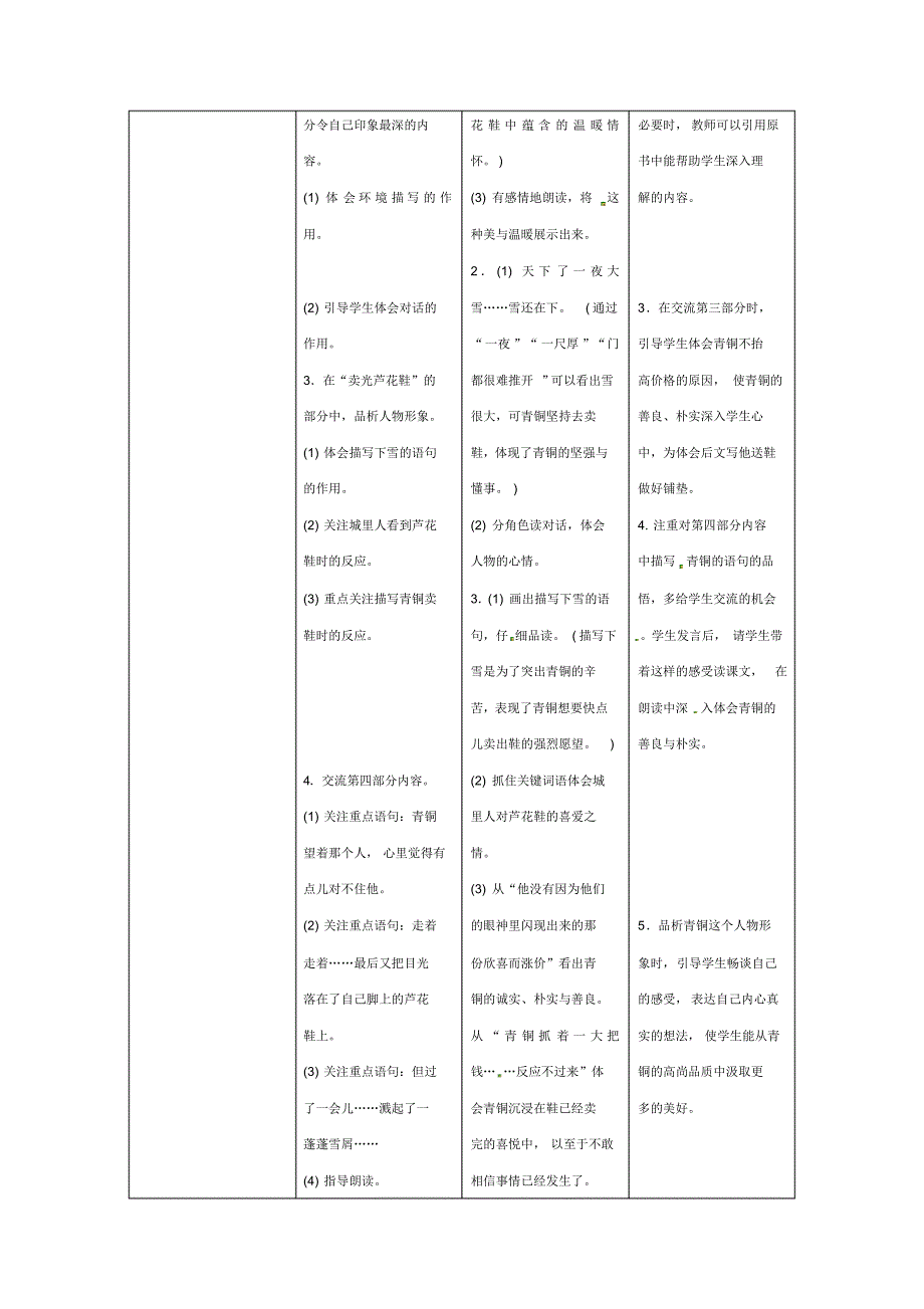 新人教版四年级语文下册20《芦花鞋》导学案设计_第3页