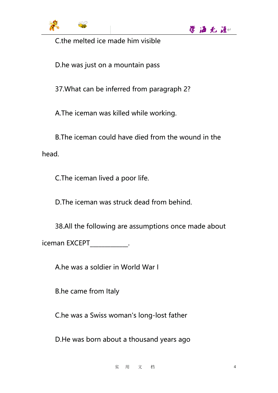 职称英语考试综合类B级模拟试题：阅读理解_第4页