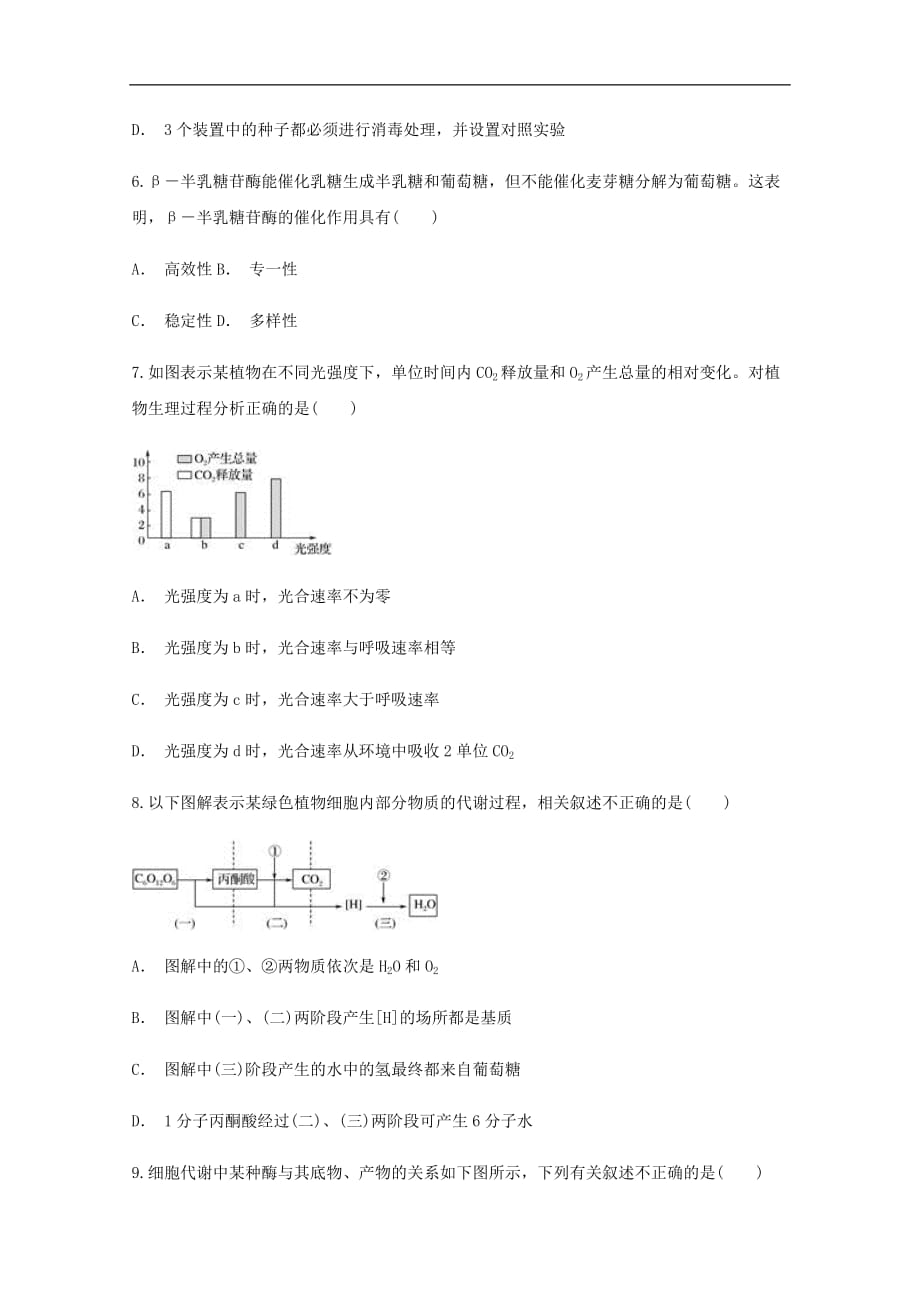 云南省某知名中学高二生物暑假作业（3）（无答案）_第3页