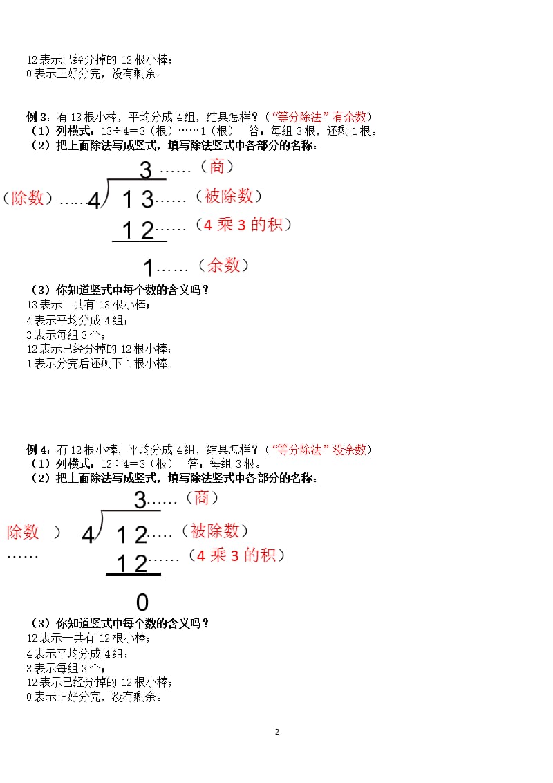 二年级下册第六单元有余数的除法竖式各部分的名称及含义（2020年10月整理）.pptx_第2页