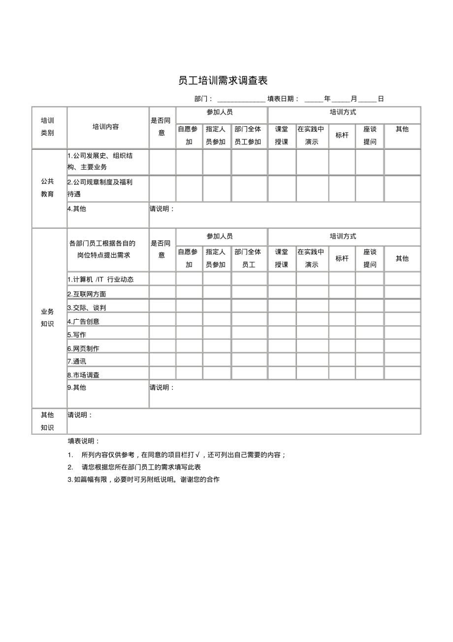 员工培训需求调查表(11)（修订-编写）新修订_第1页