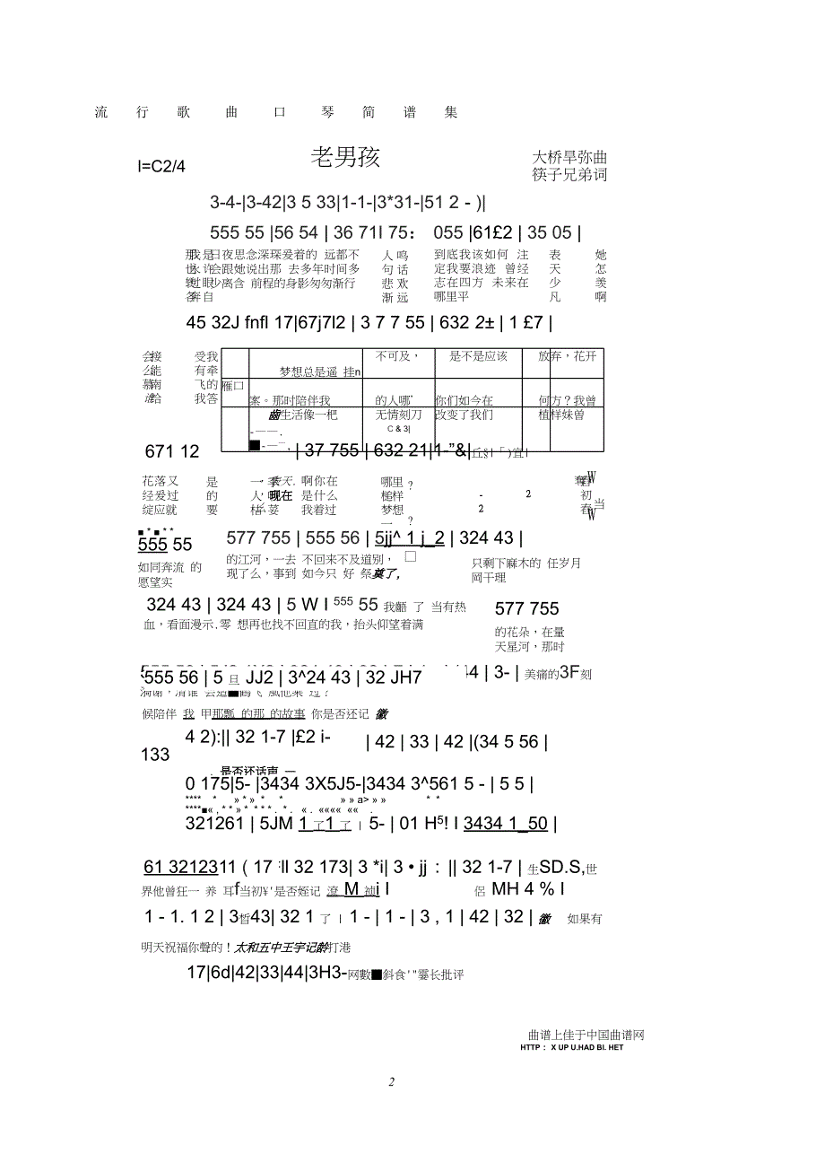 流行歌曲口琴简谱集代歌曲（2020年10月整理）.pptx_第2页