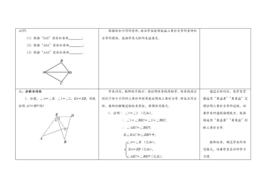 苏科初中数学八年级上册《1.3探索三角形全等的条件》教案(5)_第2页