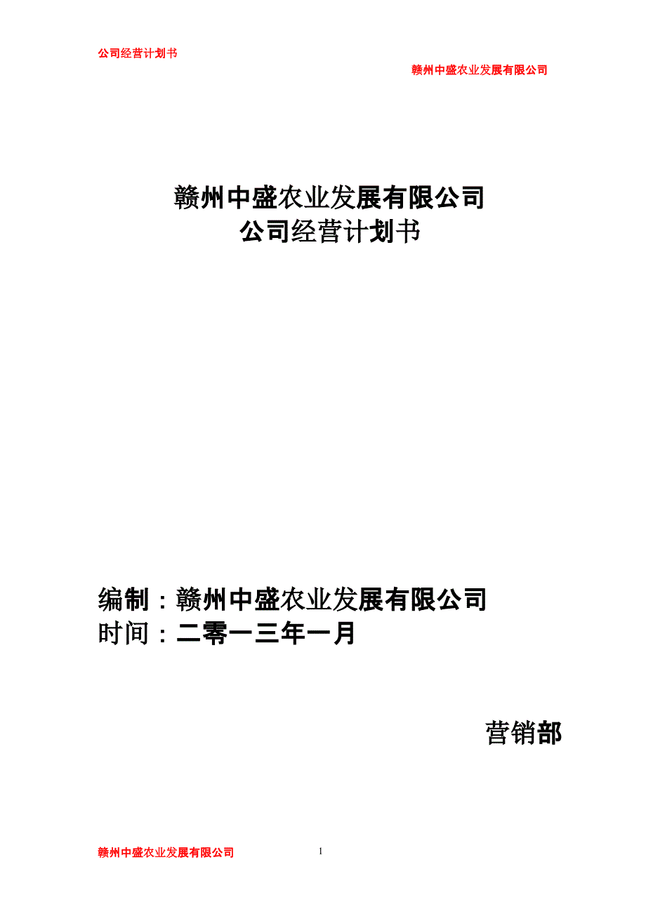 公司运营计划书模板企业运行计划（2020年10月整理）.pptx_第1页