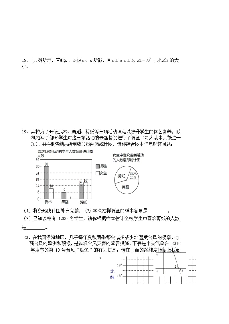 人教版七年级下册数学期末试卷及答案（2020年10月整理）.pptx_第3页