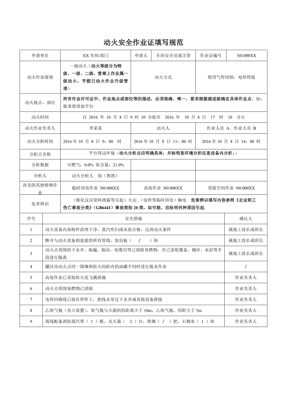 动火安全作业证填写范本新修订_第1页