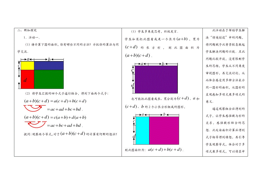 苏科初中数学七年级下册《9.3多项式乘多项式》教案(1)_第2页