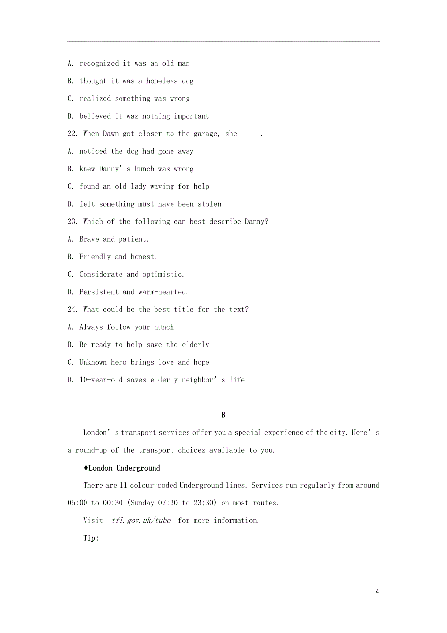 云南省腾冲市高二英语上学期期中试题_第4页